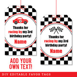 Race Car Party Favor Tags (EDITABLE INSTANT DOWNLOAD)