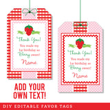 Strawberry Party Favor Tags (EDITABLE INSTANT DOWNLOAD)