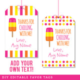 Popsicle Party Favor Tags (EDITABLE INSTANT DOWNLOAD)