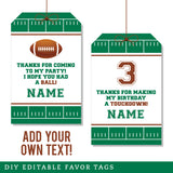 Football Party Favor Tags (EDITABLE INSTANT DOWNLOAD)