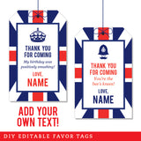 Union Jack Party Favor Tags (EDITABLE INSTANT DOWNLOAD)