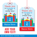 Bounce House Party Favor Tags (EDITABLE INSTANT DOWNLOAD)