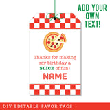 Pizza Party Favor Tags (EDITABLE INSTANT DOWNLOAD)