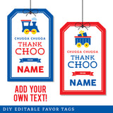 Train Party Favor Tags (EDITABLE INSTANT DOWNLOAD)