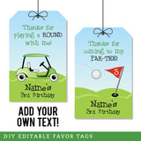 Golf Party Favor Tags (EDITABLE INSTANT DOWNLOAD)