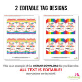 Art Party Favor Tags (EDITABLE INSTANT DOWNLOAD)