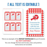 Lobster Party Favor Tags (EDITABLE INSTANT DOWNLOAD)