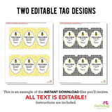 Bumblebee Party Favor Tags (EDITABLE INSTANT DOWNLOAD)