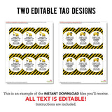 Construction Party Editable Favor Tags (INSTANT DOWNLOAD)