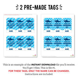 Shark Party Favor Tags (EDITABLE INSTANT DOWNLOAD)