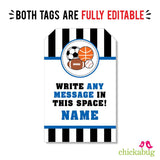 Blue Sports Party Favor Tags (EDITABLE INSTANT DOWNLOAD)