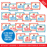 Carnival Party Signs (EDITABLE INSTANT DOWNLOAD)