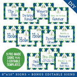 Navy Golf Party Signs (EDITABLE INSTANT DOWNLOAD)