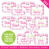 Pink Golf Party Signs (EDITABLE INSTANT DOWNLOAD)