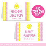 Sunshine Party Table Tent Cards (EDITABLE INSTANT DOWNLOAD)