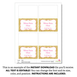 Gold and Pink Table Tent Cards (EDITABLE INSTANT DOWNLOAD)