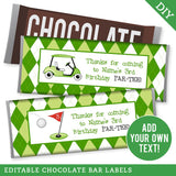 Golf Party Chocolate Bar Labels (EDITABLE INSTANT DOWNLOAD)
