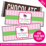 Pink Watermelon Party Chocolate Bar Labels (EDITABLE INSTANT DOWNLOAD)