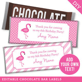 Flamingo Party Chocolate Bar Labels (EDITABLE INSTANT DOWNLOAD)