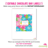 Luau Party Chocolate Bar Labels (EDITABLE INSTANT DOWNLOAD)