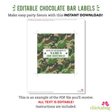 Army Party Chocolate Bar Labels (EDITABLE INSTANT DOWNLOAD)