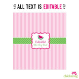 Pink Watermelon Party Chocolate Bar Labels (EDITABLE INSTANT DOWNLOAD)