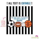 Sports Party Chocolate Bar Labels (EDITABLE INSTANT DOWNLOAD)