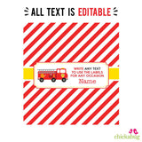Fire Truck Party Chocolate Bar Labels (EDITABLE INSTANT DOWNLOAD)
