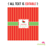 Red Watermelon Party Chocolate Bar Labels (EDITABLE INSTANT DOWNLOAD)