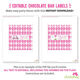 Pink Golf Party Chocolate Bar Labels (EDITABLE INSTANT DOWNLOAD)