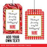 Country Western Party Favor Tags (EDITABLE INSTANT DOWNLOAD)