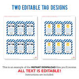 Police Party Favor Tags (EDITABLE INSTANT DOWNLOAD)
