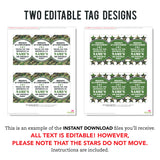 Army Party Favor Tags (EDITABLE INSTANT DOWNLOAD)