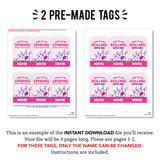 Pink Bowling Party Favor Tags (EDITABLE INSTANT DOWNLOAD)