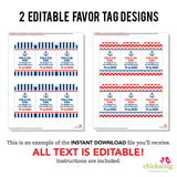Nautical Party Favor Tags (EDITABLE INSTANT DOWNLOAD)