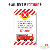 Fire Truck Party Favor Tags (EDITABLE INSTANT DOWNLOAD)