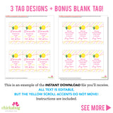 Pink Lemonade Party Favor Tags (EDITABLE INSTANT DOWNLOAD)