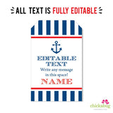 Nautical Party Favor Tags (EDITABLE INSTANT DOWNLOAD)