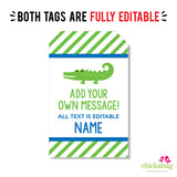 Alligator Party Favor Tags (EDITABLE INSTANT DOWNLOAD)