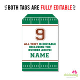 Football Party Favor Tags (EDITABLE INSTANT DOWNLOAD)