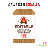 Camping Birthday Party Editable Favor Tags (INSTANT DOWNLOAD)