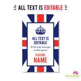 Union Jack Party Favor Tags (EDITABLE INSTANT DOWNLOAD)