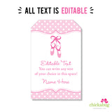 Ballet Party Favor Tags (EDITABLE INSTANT DOWNLOAD)