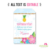 Luau Party Favor Tags (EDITABLE INSTANT DOWNLOAD)