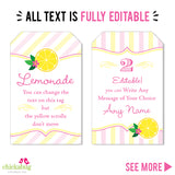 Pink Lemonade Party Favor Tags (EDITABLE INSTANT DOWNLOAD)