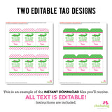 Pink Alligator Party Favor Tags (EDITABLE INSTANT DOWNLOAD)