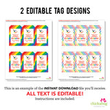Artist's Palette Art Party Favor Tags (EDITABLE INSTANT DOWNLOAD)