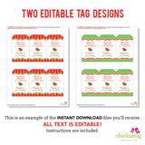 Red Watermelon Party Favor Tags (EDITABLE INSTANT DOWNLOAD)