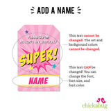 Pink Superhero Party Favor Tags (EDITABLE INSTANT DOWNLOAD)