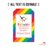 Artist's Palette Art Party Favor Tags (EDITABLE INSTANT DOWNLOAD)